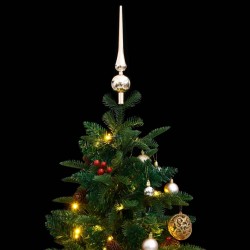 vidaXL Árbol de Navidad artificial con bisagras 150 LED y bolas 150 cm
