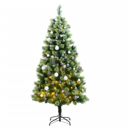 vidaXL Árbol de Navidad artificial con bisagras 300 LED y bolas 180 cm