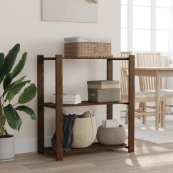 vidaXL Estantería de 3 niveles madera maciza pino marrón 80x38x90 cm