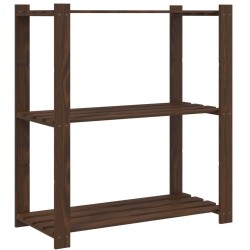 vidaXL Estantería de 3 niveles madera maciza pino marrón 80x38x90 cm