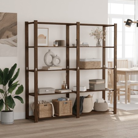 vidaXL Estantería de 5 niveles madera maciza pino marrón 170x38x170 cm