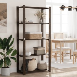 vidaXL Estantería de 5 niveles madera maciza pino negro 80x38x170 cm