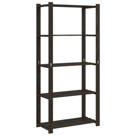 vidaXL Estantería de 5 niveles madera maciza pino negro 80x38x170 cm