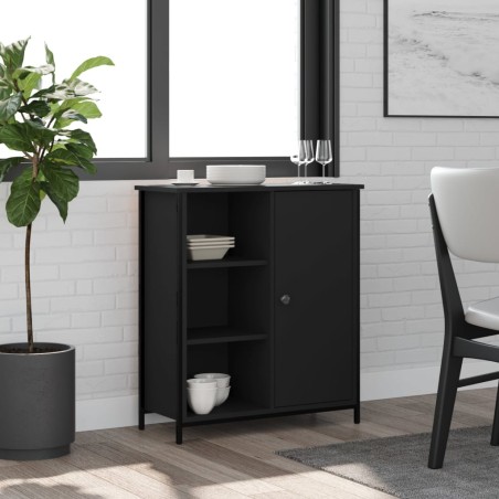 vidaXL Aparador de madera de ingeniería negro 70x30x80 cm