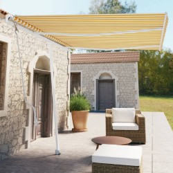 vidaXL Toldo de pie automático amarillo y blanco 350x250 cm