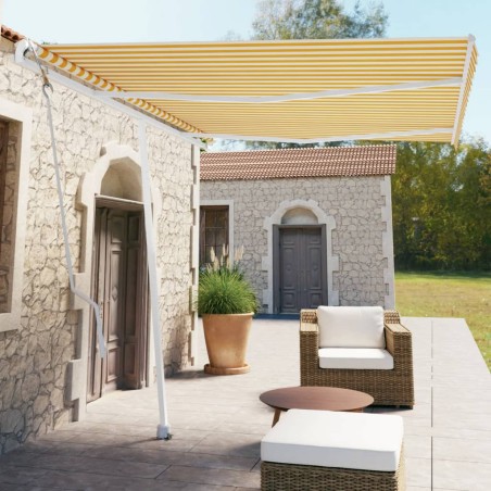vidaXL Toldo de pie automático amarillo y blanco 350x250 cm