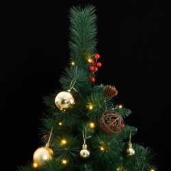 vidaXL Árbol de Navidad artificial con bisagras 300 LED y bolas 180 cm