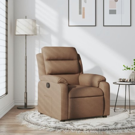 vidaXL Sillón reclinable de tela marrón