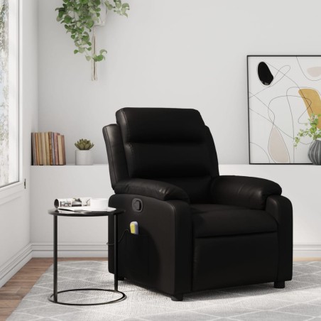vidaXL Sillón de masaje reclinable cuero sintético negro