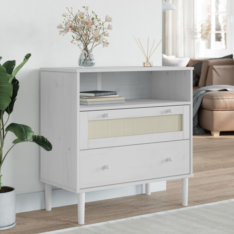 vidaXL Aparador SENJA aspecto de ratán madera pino blanco 80x40x80 cm vidaXL Aparador SENJA aspecto de ratán madera pino blanco 80x40x80 cm