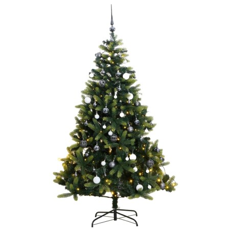 vidaXL Árbol de Navidad artificial con bisagras 300 LED y bolas 240 cm