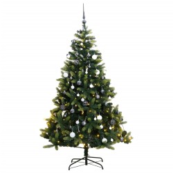 vidaXL Árbol de Navidad artificial con bisagras 300 LED y bolas 180 cm