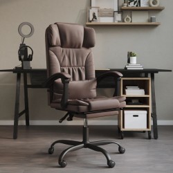 vidaXL Silla de oficina reclinable cuero sintético marrón
