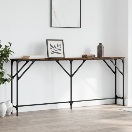 vidaXL Mesa consola madera de ingeniería roble ahumado 180x23x75 cm