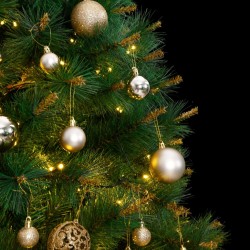 vidaXL Árbol de Navidad artificial con bisagras 300 LED y bolas 240 cm