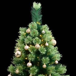 vidaXL Árbol de Navidad artificial con bisagras 300 LED y bolas 210 cm
