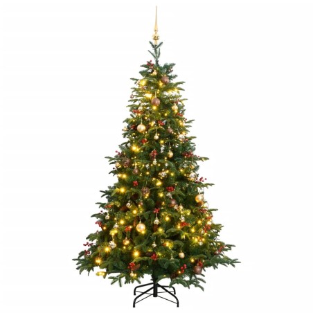 vidaXL Árbol de Navidad artificial con bisagras 300 LED y bolas 210 cm