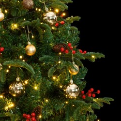 vidaXL Árbol de Navidad artificial con bisagras 300 LED y bolas 210 cm