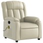 vidaXL Sillón reclinable de masaje cuero sintético crema vidaXL Sillón reclinable de masaje cuero sintético crema