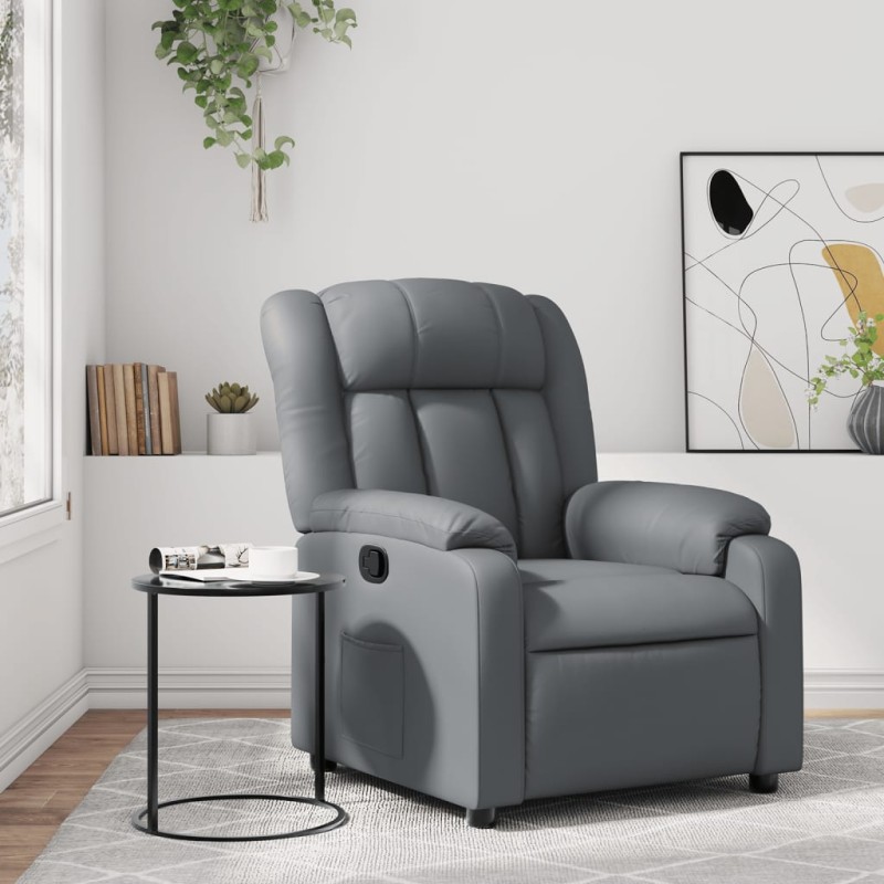 vidaXL Sillón reclinable de cuero sintético gris vidaXL Sillón reclinable de cuero sintético gris