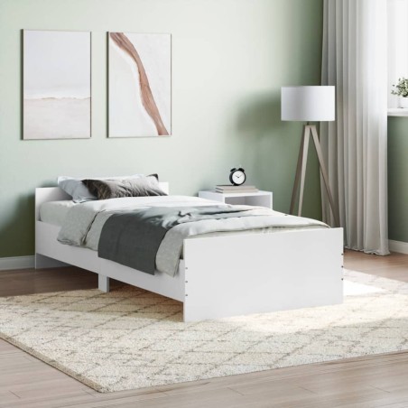 vidaXL Estructura de cama madera contrachapada blanca 100x200 cm