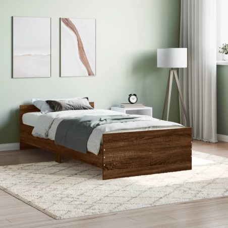 vidaXL Estructura de cama madera contrachapada marrón roble 90x190 cm