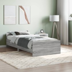 vidaXL Estructura de cama madera contrachapada gris Sonoma 90x200 cm