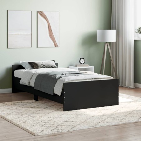 vidaXL Estructura de cama madera contrachapada negra 90x200 cm
