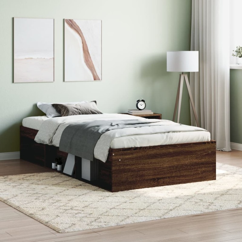 vidaXL Estructura de cama roble marrón 100x200 cm