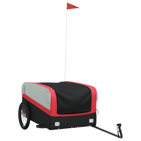 vidaXL Remolque para bicicleta hierro negro y rojo 45 kg