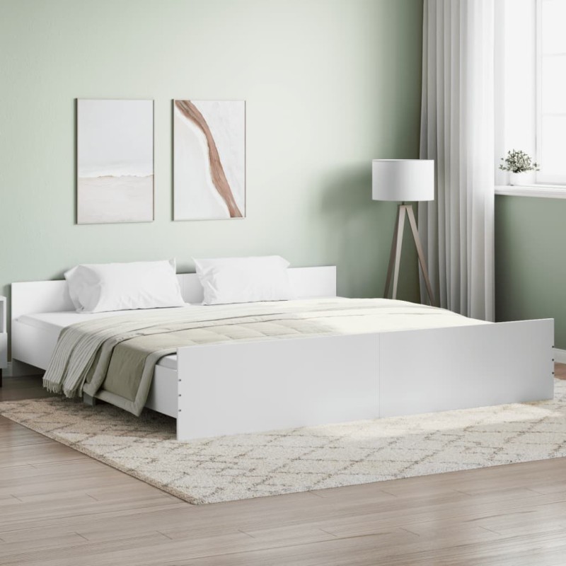 vidaXL Estructura de cama con cabecero piecero blanco 200x200 cm vidaXL Estructura de cama con cabecero piecero blanco 200x200 cm
