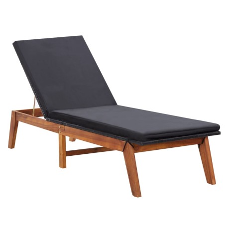 vidaXL Tumbona con cojín ratán sintético y madera maciza de acacia 