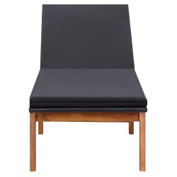vidaXL Tumbona con cojín ratán sintético y madera maciza de acacia 