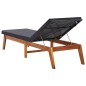 vidaXL Tumbona con cojín ratán sintético y madera maciza de acacia vidaXL Tumbona con cojín ratán sintético y madera maciza de acacia