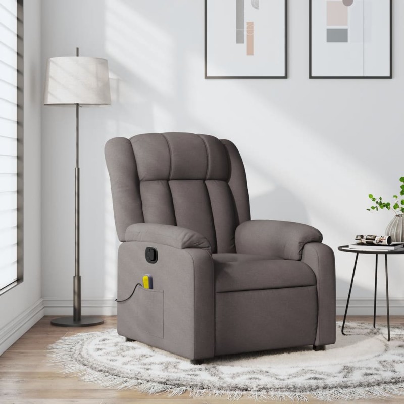 vidaXL Sillón de masaje reclinable de tela gris taupé vidaXL Sillón de masaje reclinable de tela gris taupé