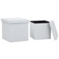 vidaXL Taburetes de almacenaje plegables 2 uds cuero sintético blanco vidaXL Taburetes de almacenaje plegables 2 uds cuero sintético blanco