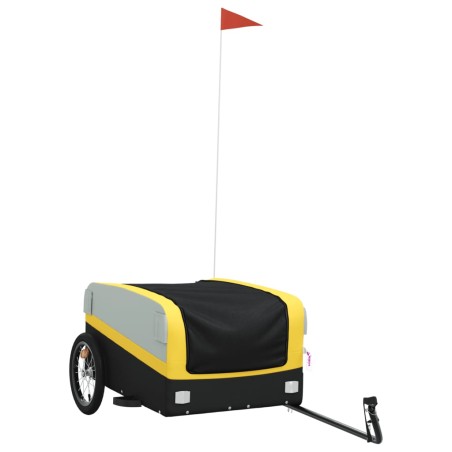 vidaXL Remolque para bicicleta hierro negro y amarillo 45 kg