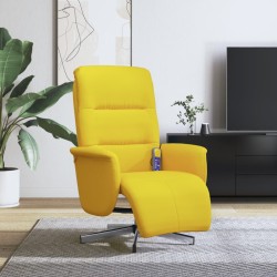 vidaXL Sillón reclinable de masaje con reposapiés tela amarillo claro