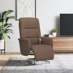 vidaXL Sillón reclinable de masaje con reposapiés tela marrón