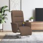 vidaXL Sillón reclinable de masaje con reposapiés tela marrón