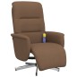 vidaXL Sillón reclinable de masaje con reposapiés tela marrón