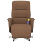 vidaXL Sillón reclinable de masaje con reposapiés tela marrón