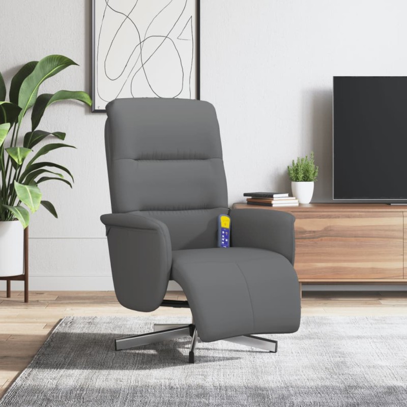 vidaXL Sillón reclinable de masaje con reposapiés tela gris oscuro vidaXL Sillón reclinable de masaje con reposapiés tela gris oscuro