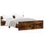 vidaXL Estructura de cama con cabecero piecero roble ahumado 140x190cm vidaXL Estructura de cama con cabecero piecero roble ahumado 140x190cm