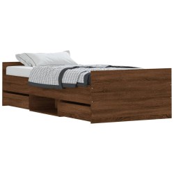 vidaXL Estructura de cama con cabecero piecero roble marrón 100x200 cm