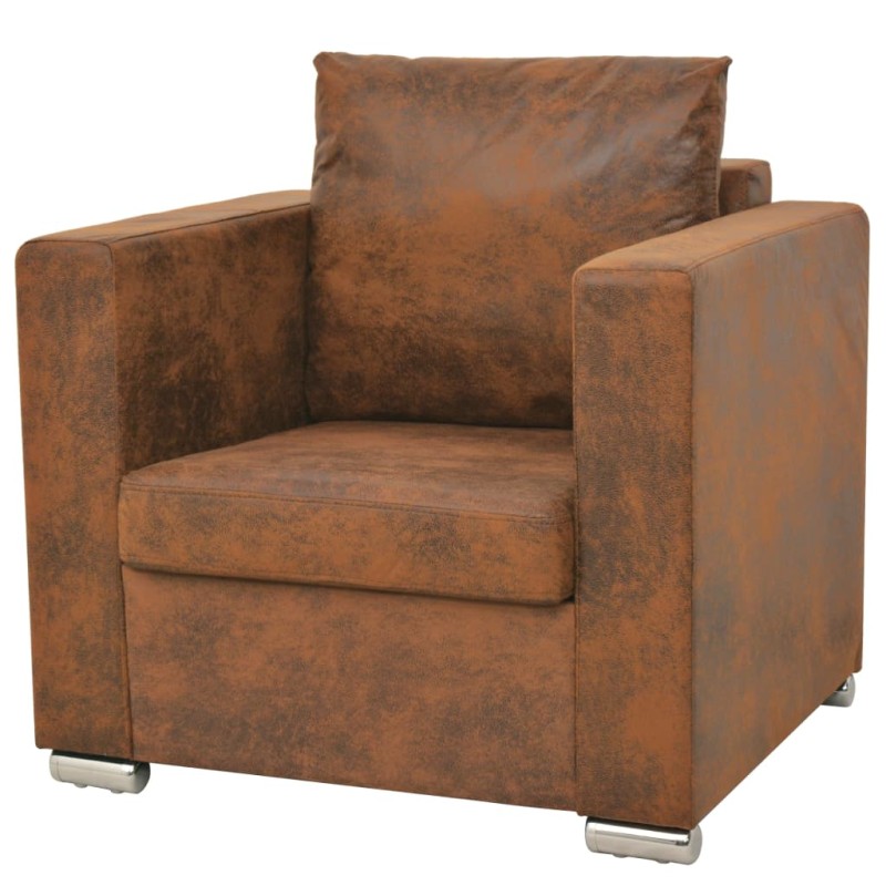 vidaXL Sillón de piel de ante artificial marrón vidaXL Sillón de piel de ante artificial marrón