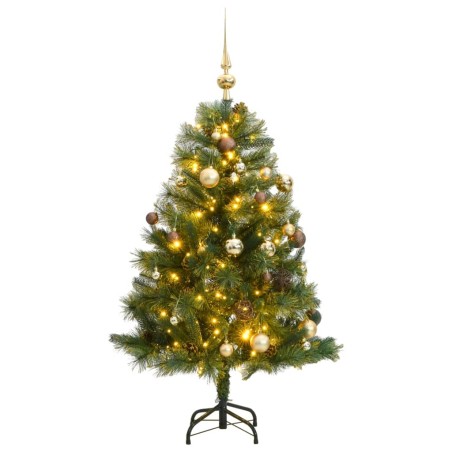 vidaXL Árbol de Navidad artificial con bisagras 150 LED y bolas 150 cm