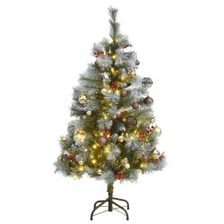 vidaXL Árbol de Navidad artificial con bisagras 150 LED y bolas 150 cm