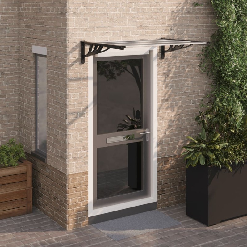 vidaXL Marquesina puerta policarbonato negro y transparente 122x90 cm vidaXL Marquesina puerta policarbonato negro y transparente 122x90 cm