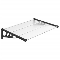 vidaXL Marquesina puerta policarbonato negro y transparente 122x90 cm